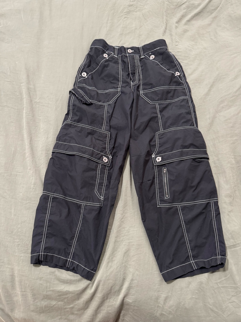 BDG Black Cargo Pants with White Contrast Stitching